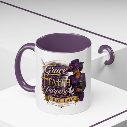 Faith & Purpose Accent Coffee Mug — First Lady Church Design (11/15oz)