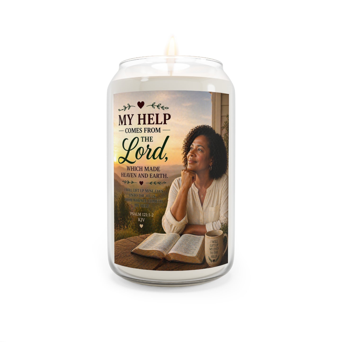 Inspirational Scripture Soy Candle — "My Help Comes From the Lord" 13.75oz