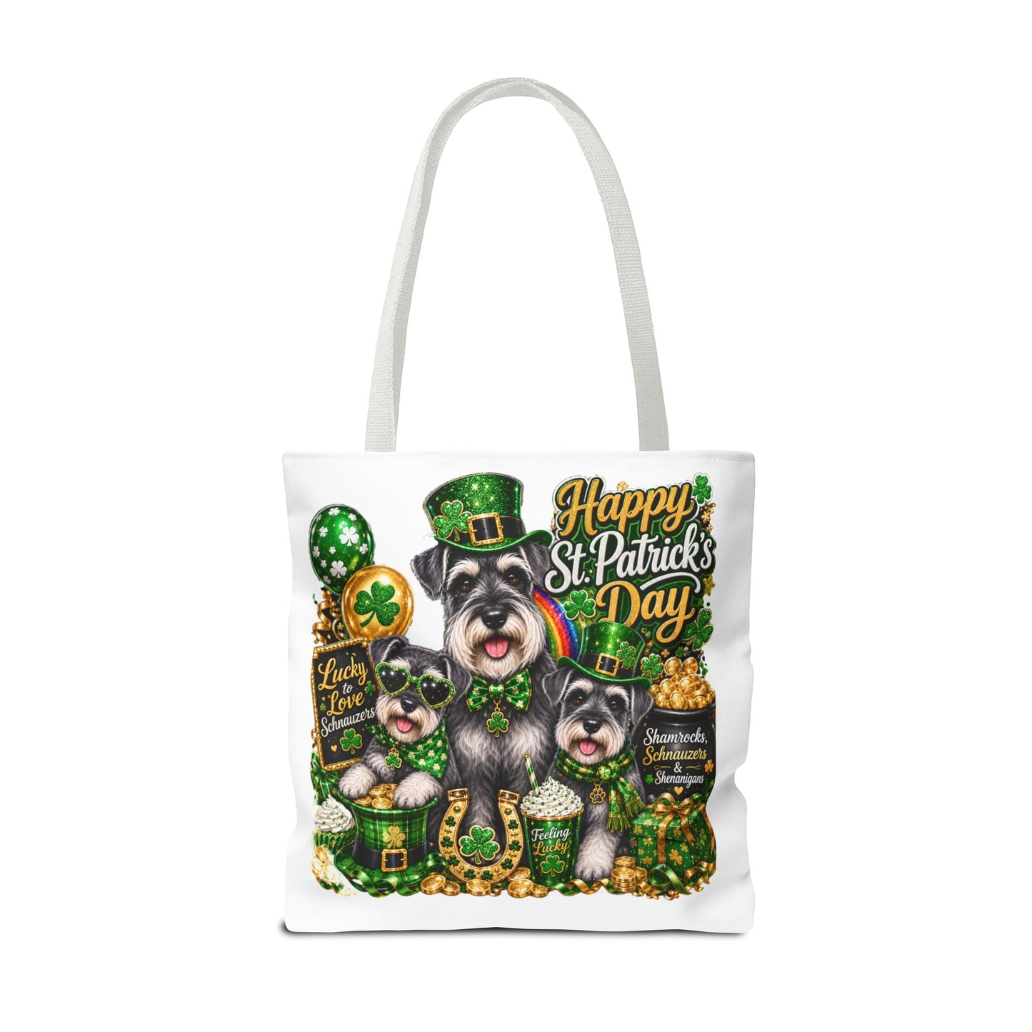 St. Patrick's Day Schnauzer Tote Bag – Happy St. Patrick’s Day Dogs Design