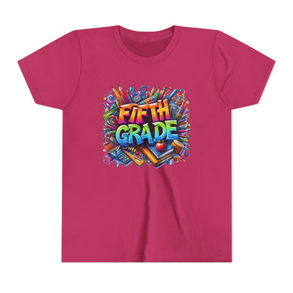 Fifth Grade Kid's Tee - Colorful School Supplies Back to School T-Shirt