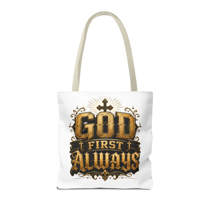 God First Always Tote Bag — Christian Faith Inspirational Canvas Tote
