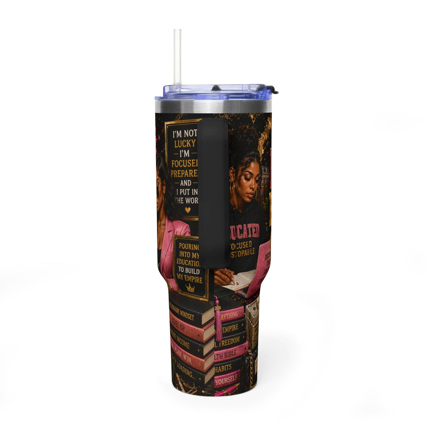 40oz Vacuum Tumbler – “Future Educated Millionaire” Motivational Travel Mug