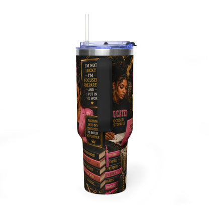 40oz Vacuum Tumbler – “Future Educated Millionaire” Motivational Travel Mug