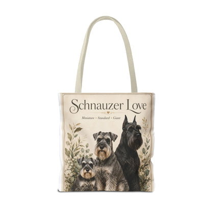 Schnauzer Love Tote Bag — Illustrated Dog Portraits, Miniature Standard Giant