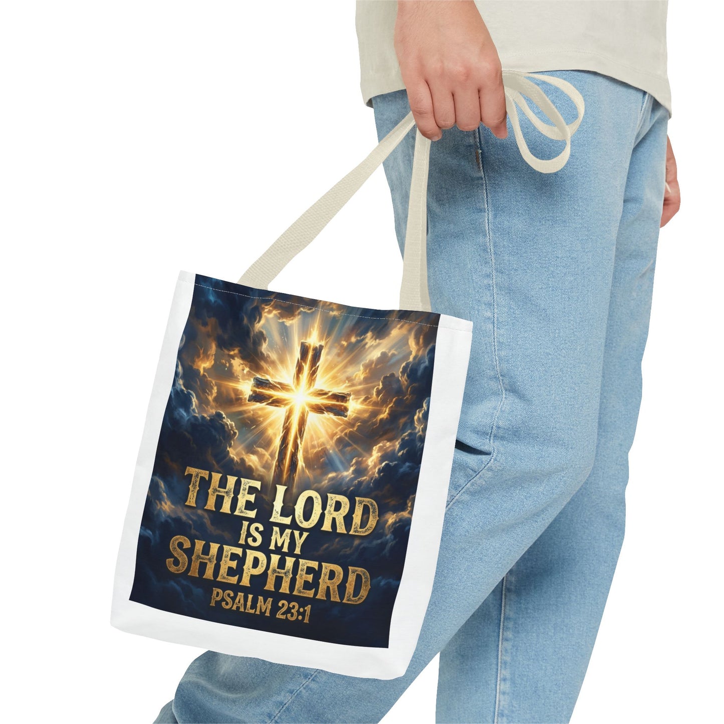 "The Lord Is My Shepherd" - Psalm 23:1 Religious Cross Tote Bag