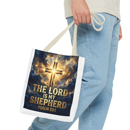 "The Lord Is My Shepherd" - Psalm 23:1 Religious Cross Tote Bag