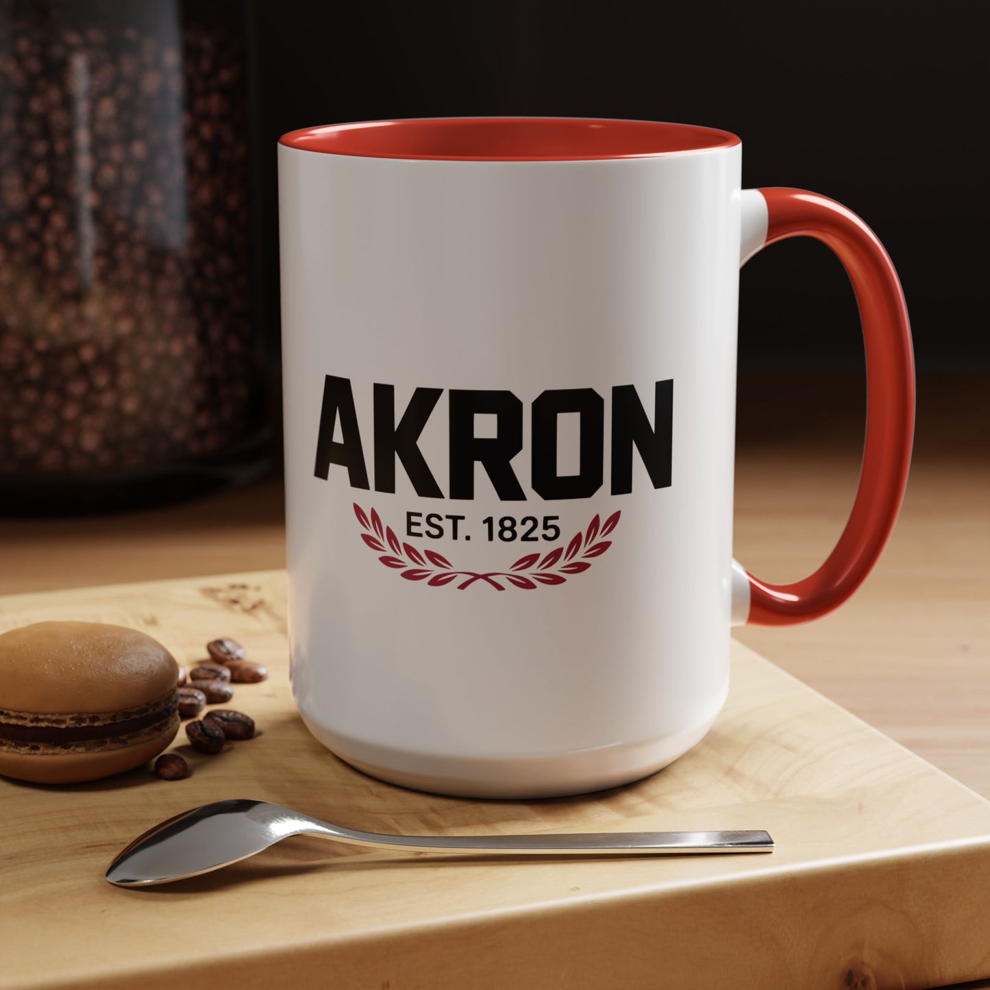Akron Est. 1825 Accent Coffee Mug — Vintage City Pride Ceramic Mug