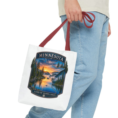 Minnesota Scenic Tote Bag — 'Land of 10,000 Lakes' Sunset Lake Design
