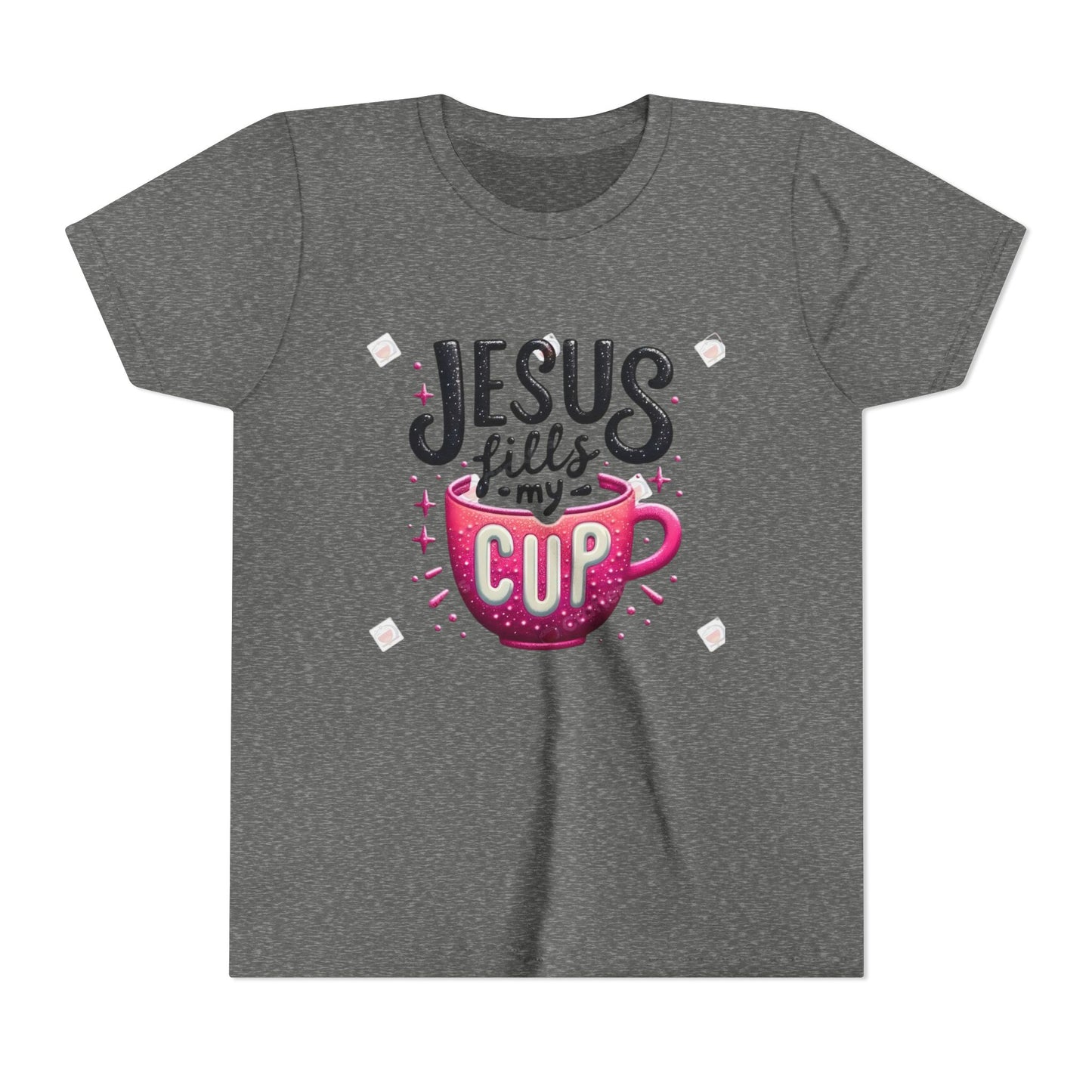 Jesus Fills My Cup Youth Tee — Christian Faith Kids Shirt
