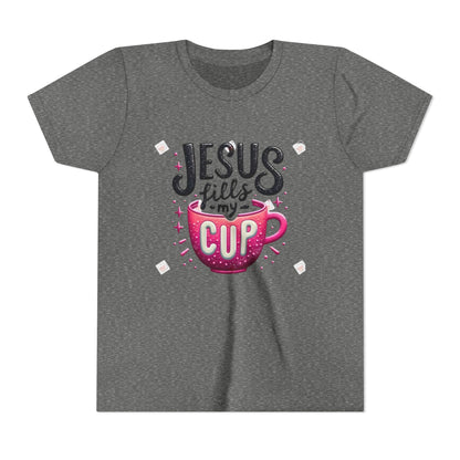 Jesus Fills My Cup Youth Tee — Christian Faith Kids Shirt