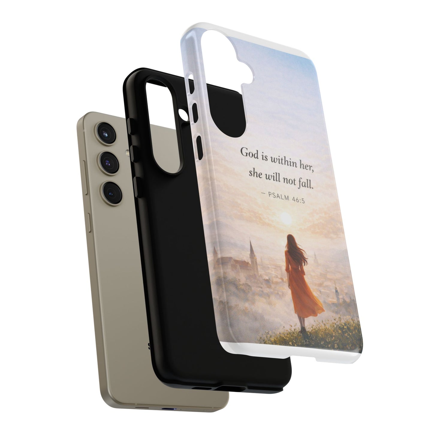 Inspirational Psalm 46:5 Phone Case — 'God is within her, she will not fall' Christian Phone Cover