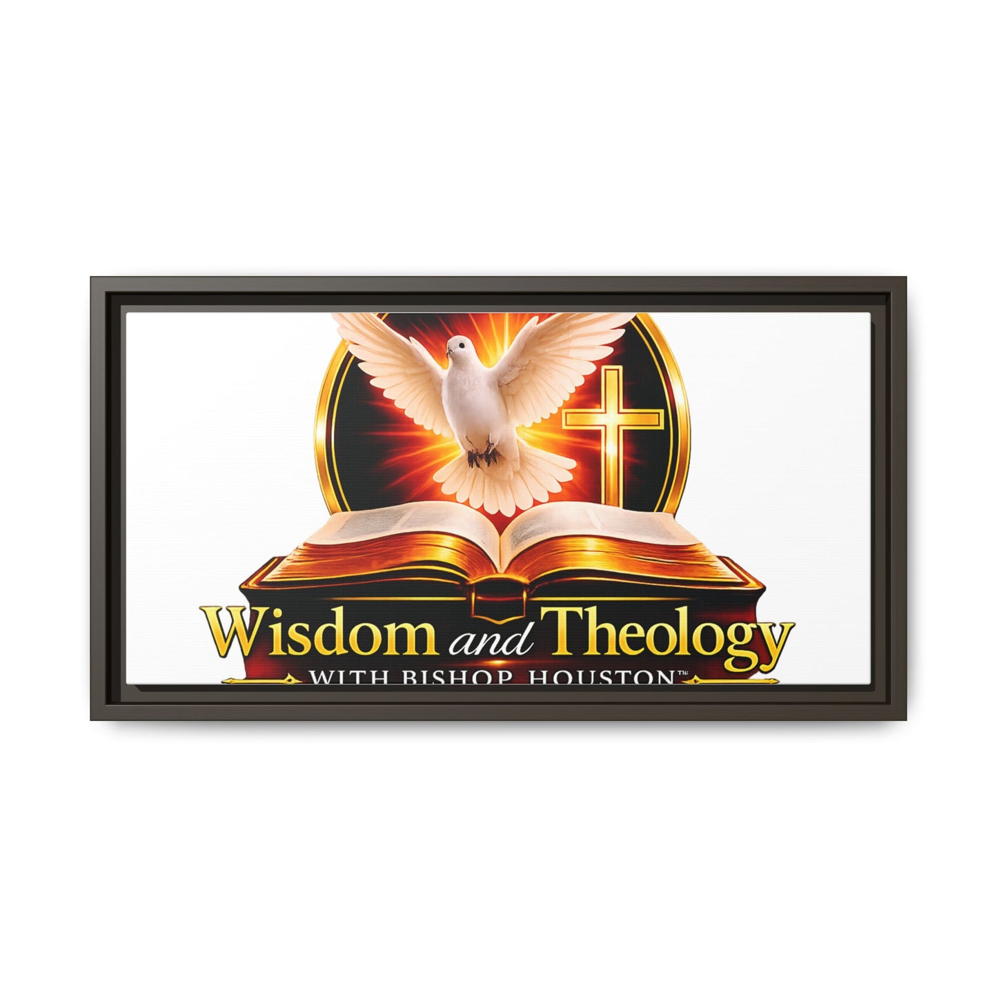 Framed Canvas Print — "Wisdom and Theology" Dove & Bible Wall Art