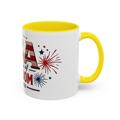 USA 250 Years of Freedom Accent Coffee Mug – 1776–2026 Patriotic Fourth of July Gift