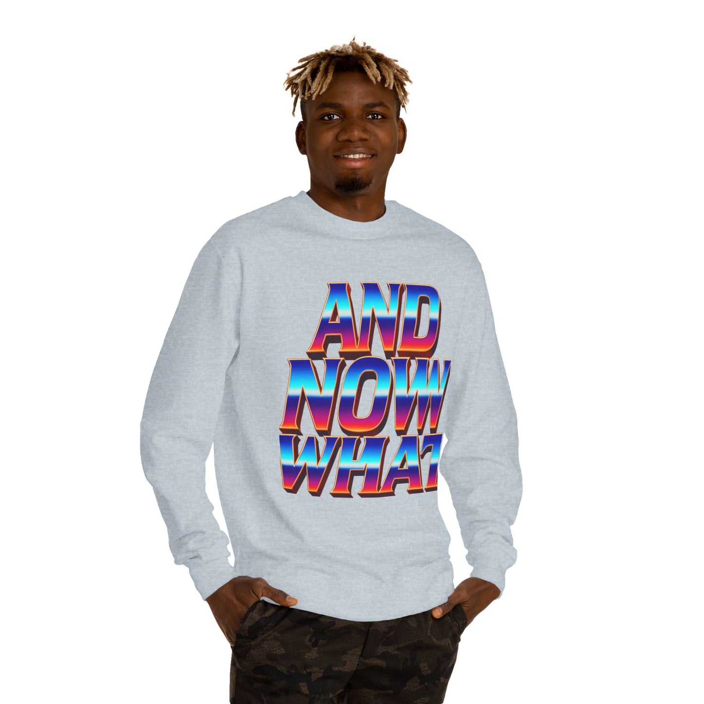 And Now What Sweatshirt — Retro Gradient Statement Crewneck