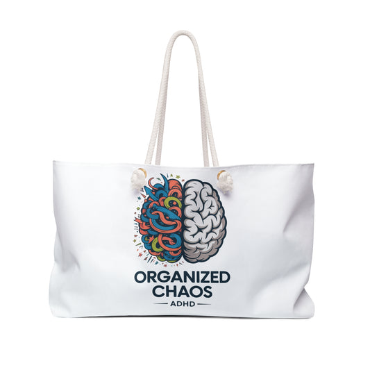 Weekender Bag — "Organized Chaos" ADHD Brain Graphic Travel Tote