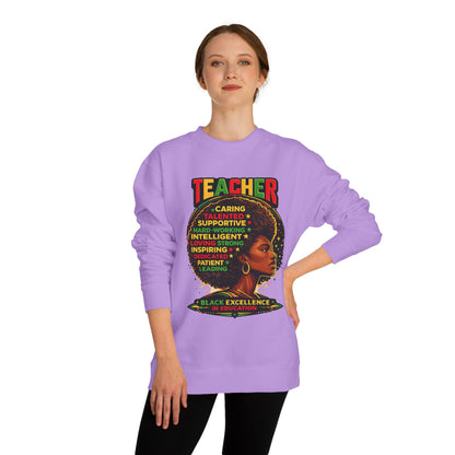Teacher Afro Portrait Sweatshirt — Black Excellence Educator Crewneck