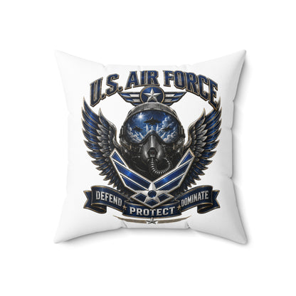 U.S. Air Force Emblem Throw Pillow — Defend Protect Dominate Military Decorative Pillow