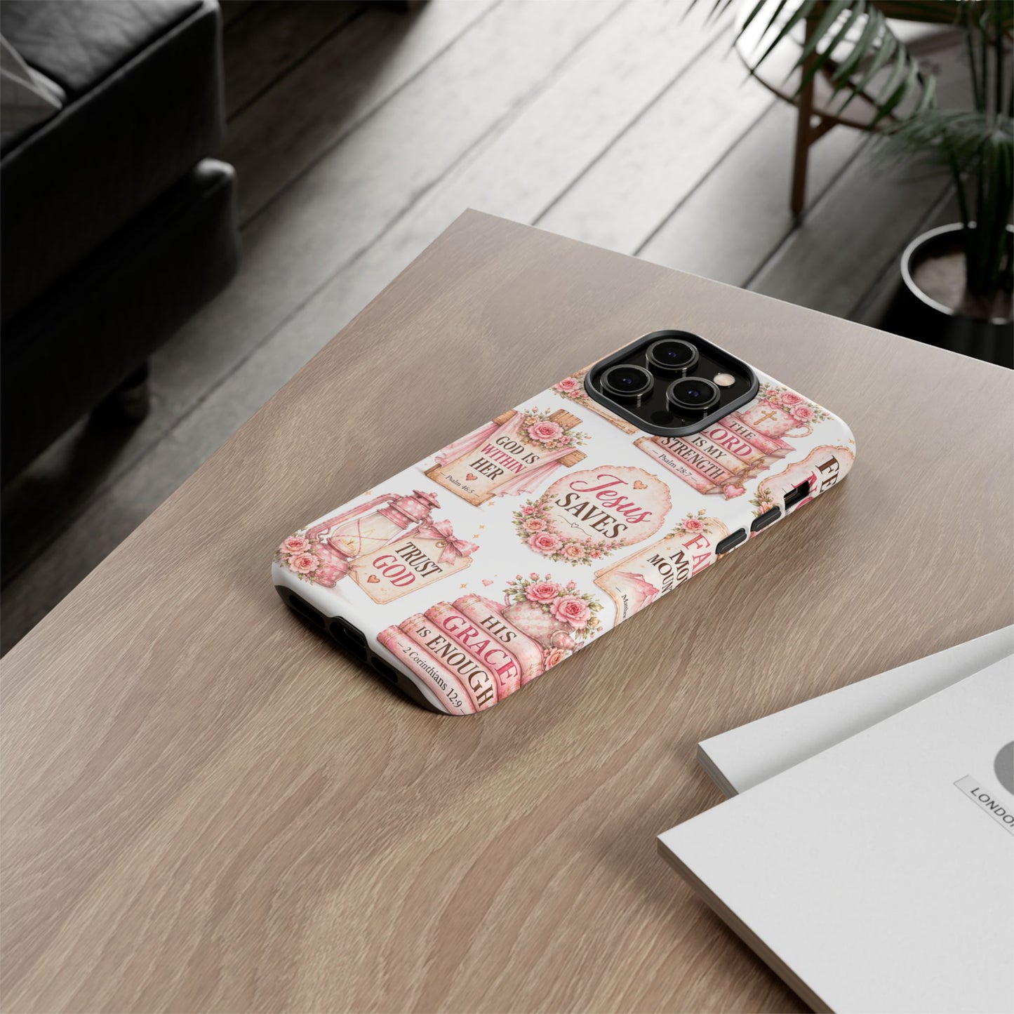 Faith Phone Case — 'Jesus Saves' Floral Christian Scripture iPhone Case