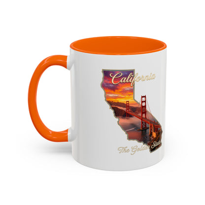 California State Shape Accent Mug – Golden Gate Sunset Coffee Cup (11/15oz)