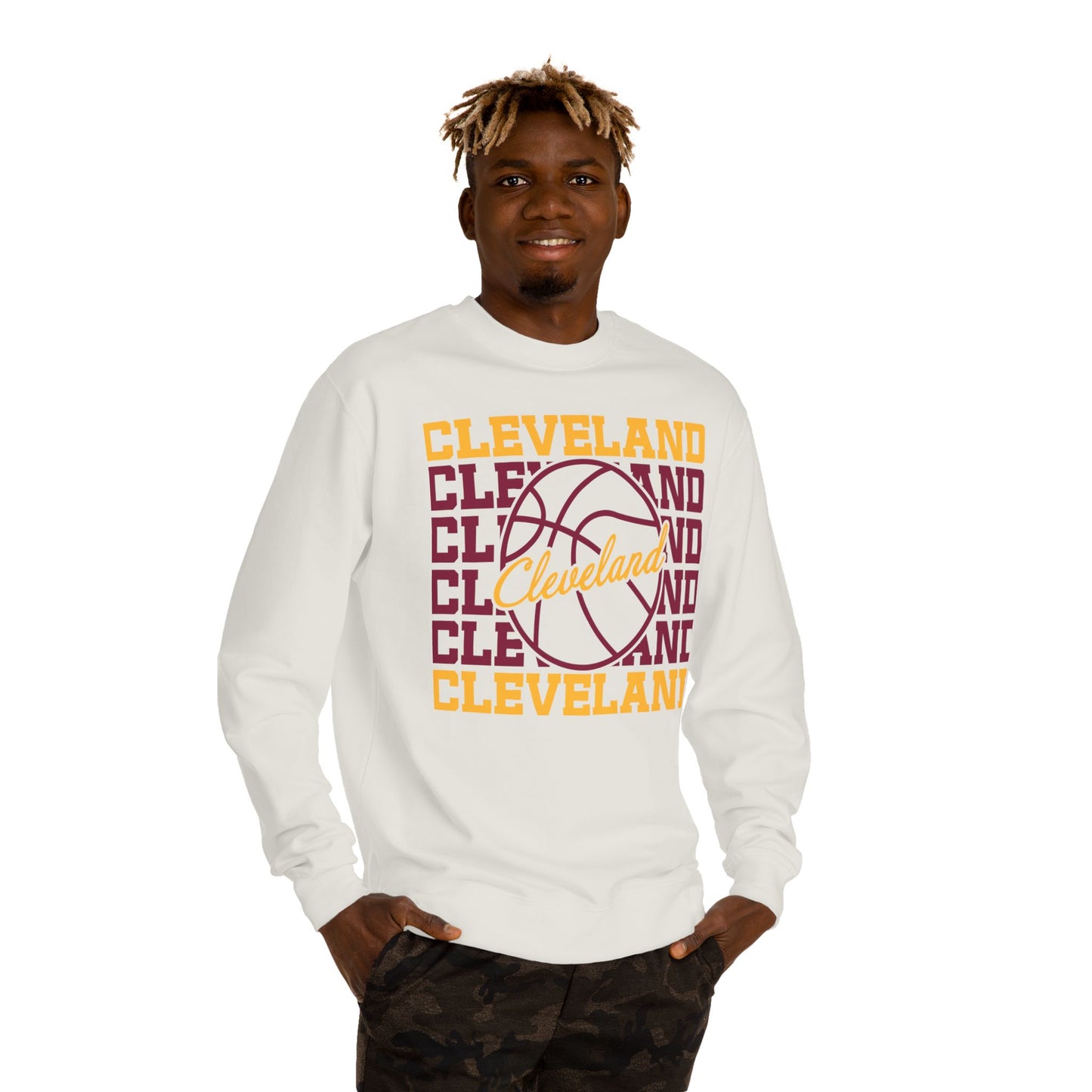 Cleveland Basketball Crewneck Sweatshirt – Retro Script Hoop Design