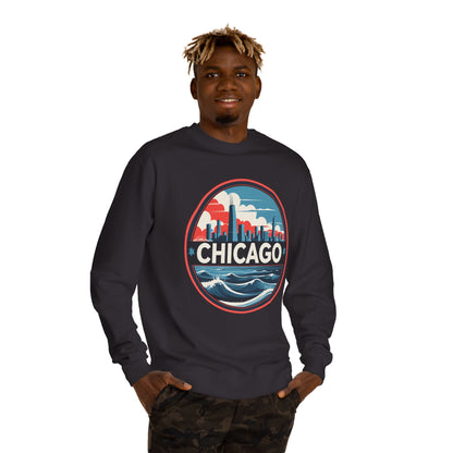 Chicago Skyline Crewneck Sweatshirt — Retro Cityscape Lakefront Design