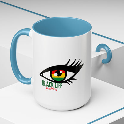 Black Life Matters Eye Accent Coffee Mug — Pan-African Pride 11/15oz