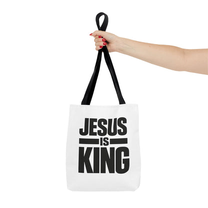 Jesus Is King Tote Bag - Christian Faith Canvas Grocery & Church Book Bag