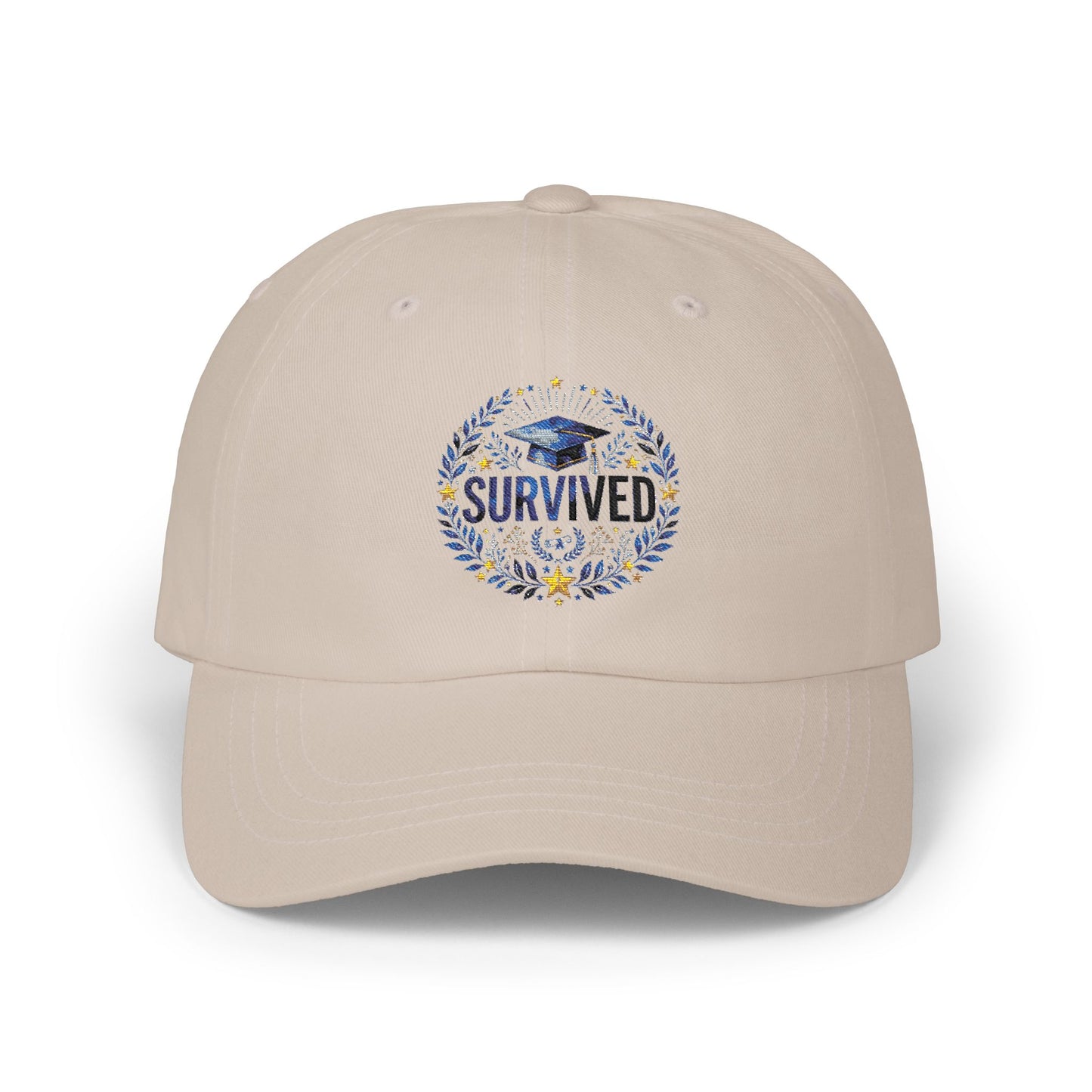 Survived Floral Crest Dad Cap – Inspirational Embroidered Baseball Hat