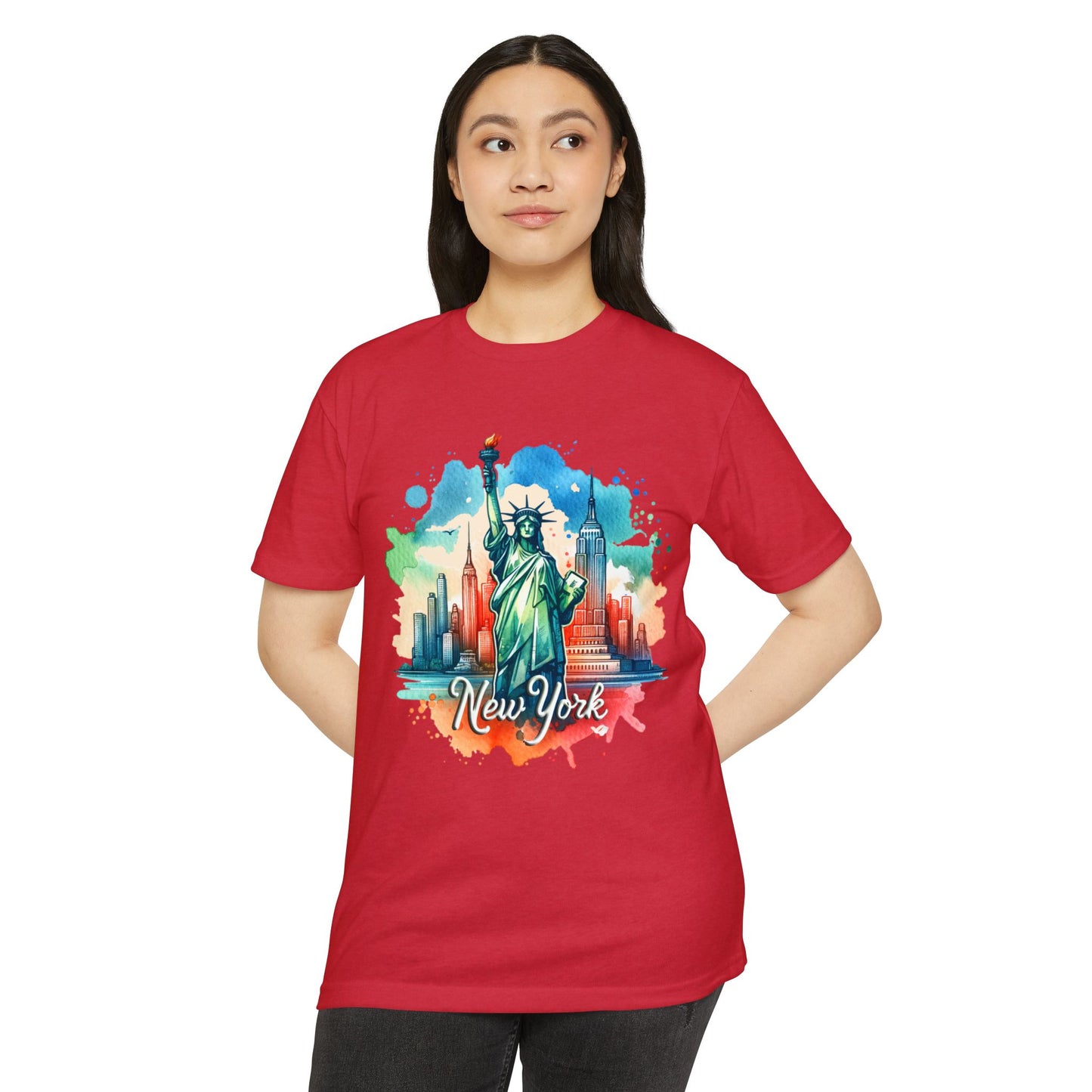 New York Watercolor Statue of Liberty T-Shirt