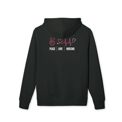 Peace Love Nursing Hoodie — Nurse Pullover with Peace Sign, Heartbeat & Heart Design