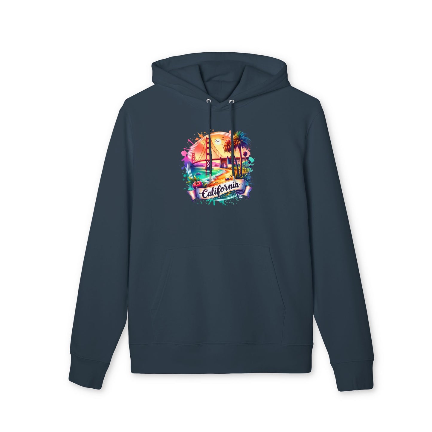 California Sunset Hoodie — Colorful Golden Gate Palm Beach Graphic
