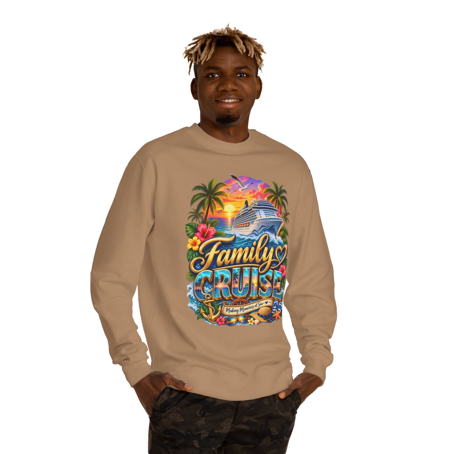Family Cruise Sweatshirt – Tropical Cruise Vacation Crew Neck