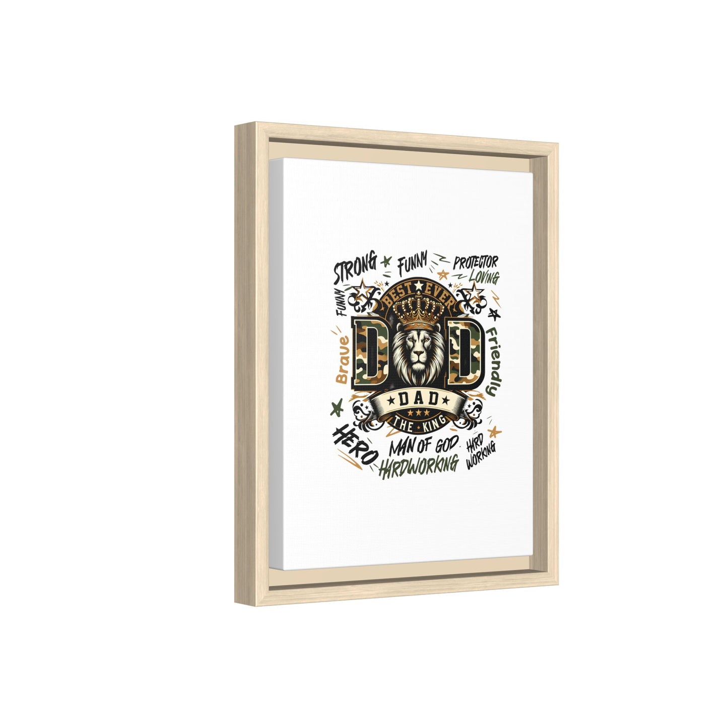 Framed Matte Canvas 'Best Ever DAD' Wall Art – Lion King Design, Father’s Day Gift