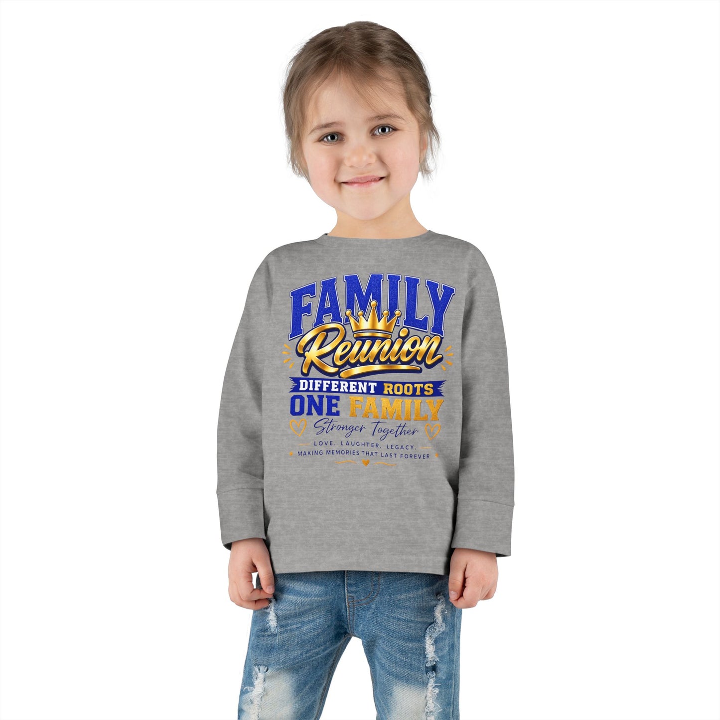 Family Reunion Toddler Long Sleeve Tee — "Different Roots One Family" Kids Shirt