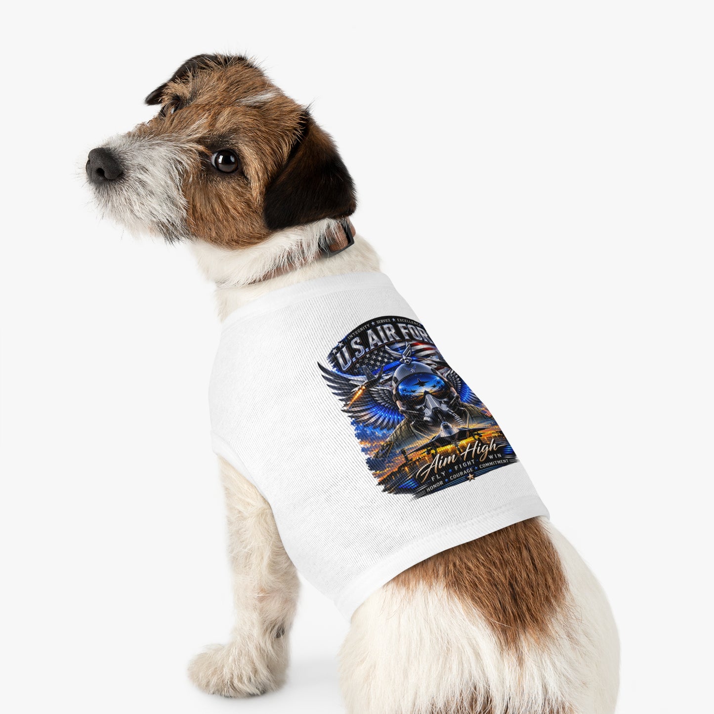 U.S. Air Force Pet Tank Top - "Aim High" Military Pilot Dog Shirt