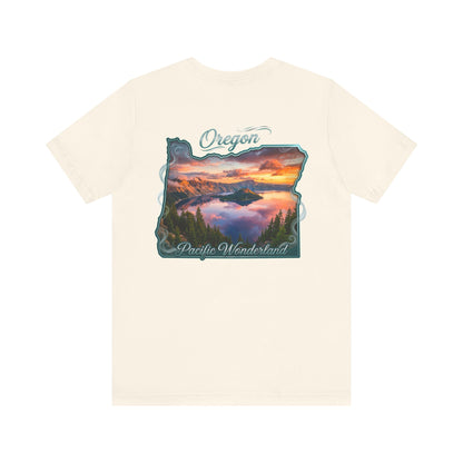 Oregon Pacific Wonderland T‑Shirt — Scenic Sunset State Map Tee