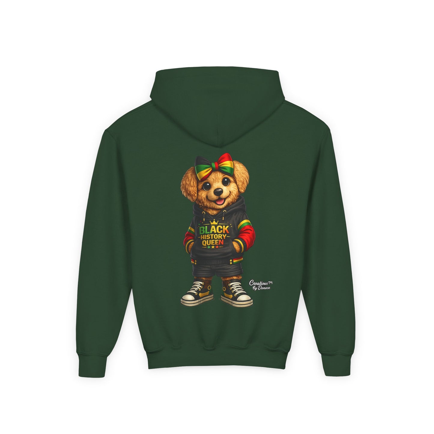 Youth Hoodie — Rasta Bear "Black History Greatness" Kids Pullover