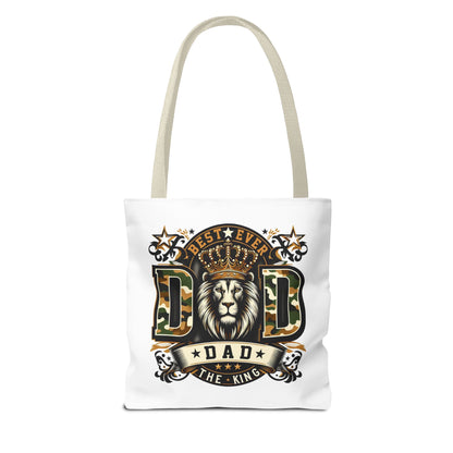 Best Ever Dad Tote Bag — 'Dad the King' Lion Crown Design, Father's Day Gift