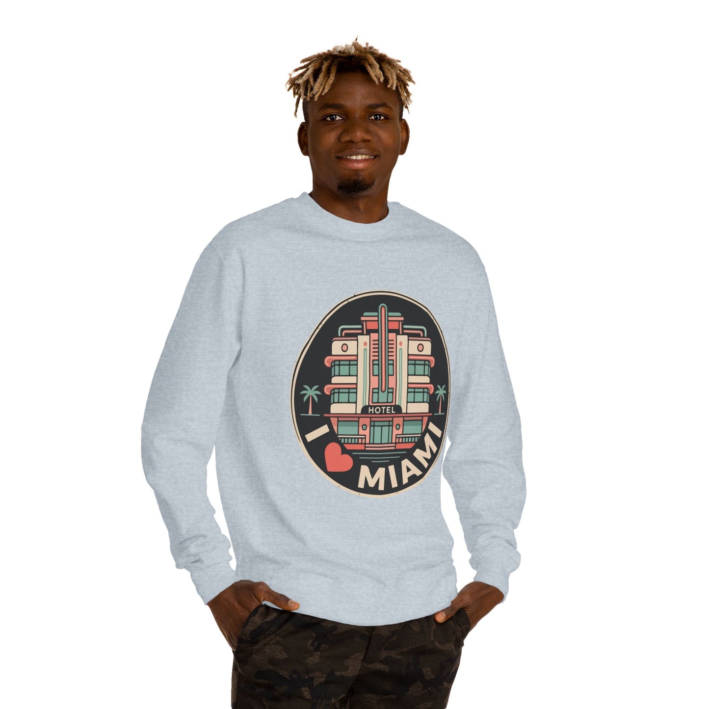 Miami Art Deco Sweatshirt — I Love Miami Vintage Hotel Crewneck