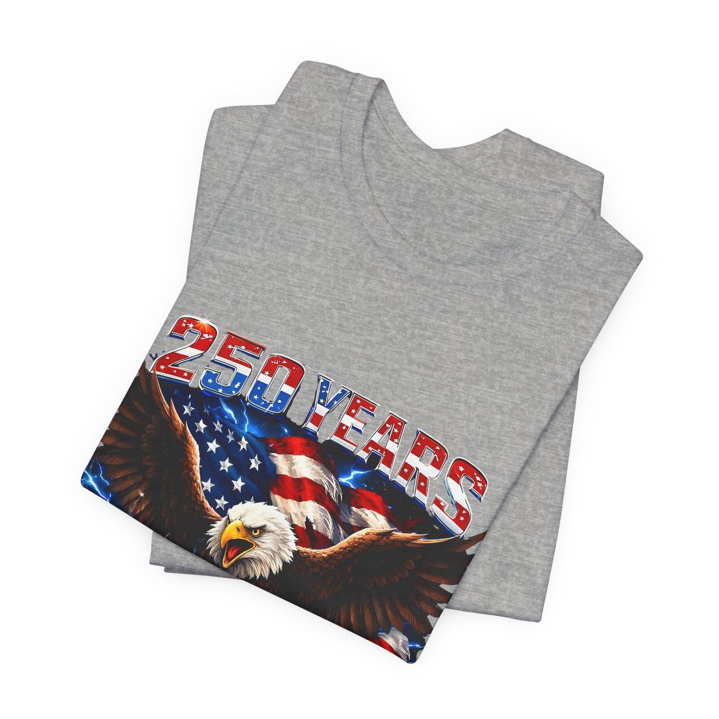 250 Years Bald Eagle American Flag T-Shirt — 1776–2026 Patriotic Tee