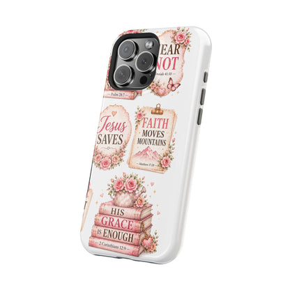 Christian Phone Case - "Fear Not, Faith Moves Mountains, Jesus Saves" Floral Magnetic Impact-Resistant Case
