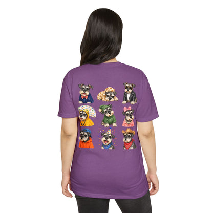 Schnauzer Crew Portrait T‑Shirt — Cute Dogs in Costumes Tee