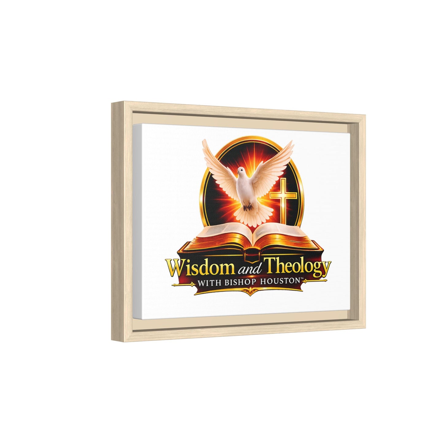 Framed Canvas Print — "Wisdom and Theology" Dove & Bible Wall Art