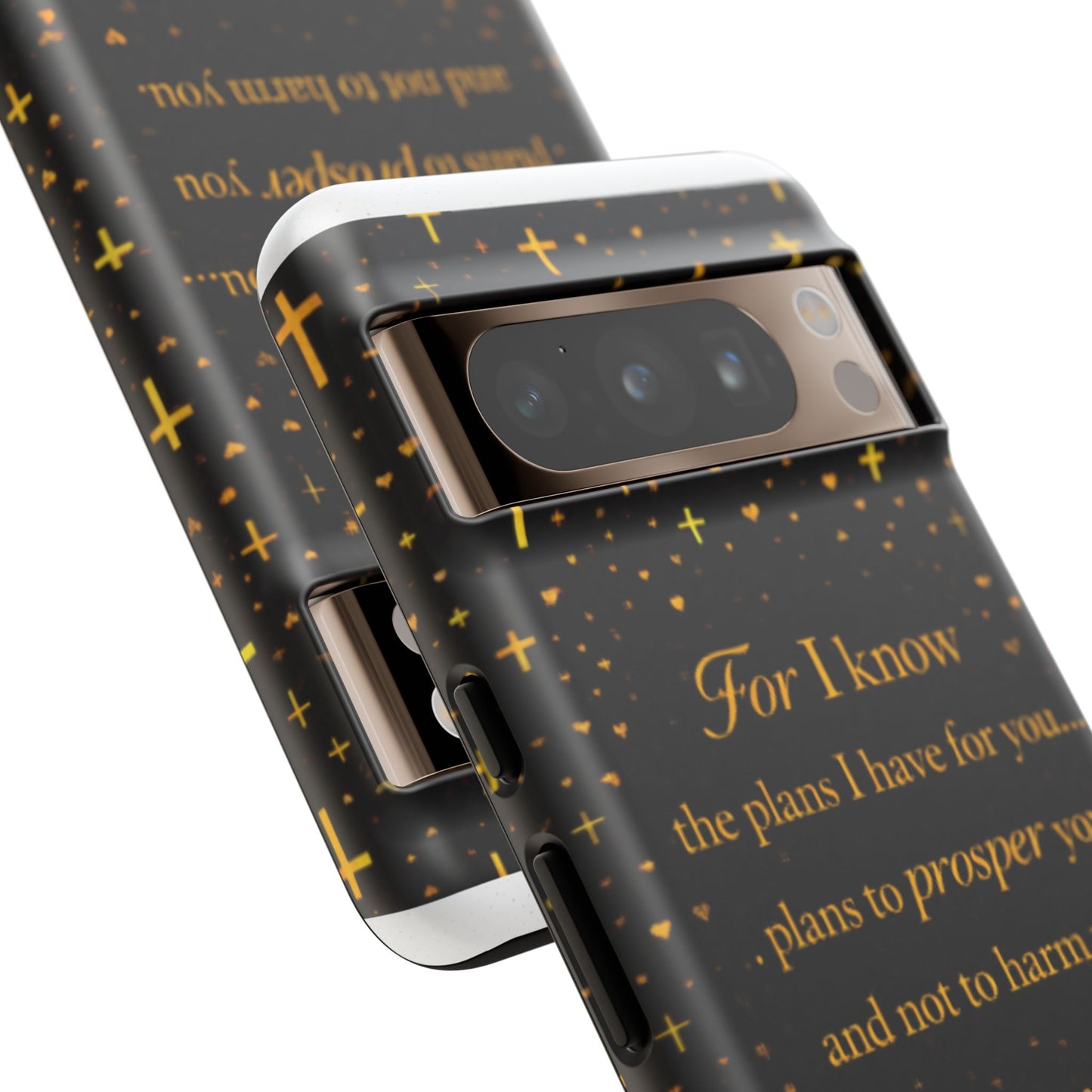 Phone Case — "For I Know" Jeremiah 29:11 Gold Cross Christian Tough Case