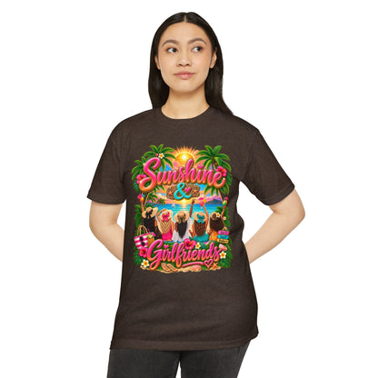 Sunshine & Girlfriends Beach T-Shirt — Tropical Vacation Tee for Friends