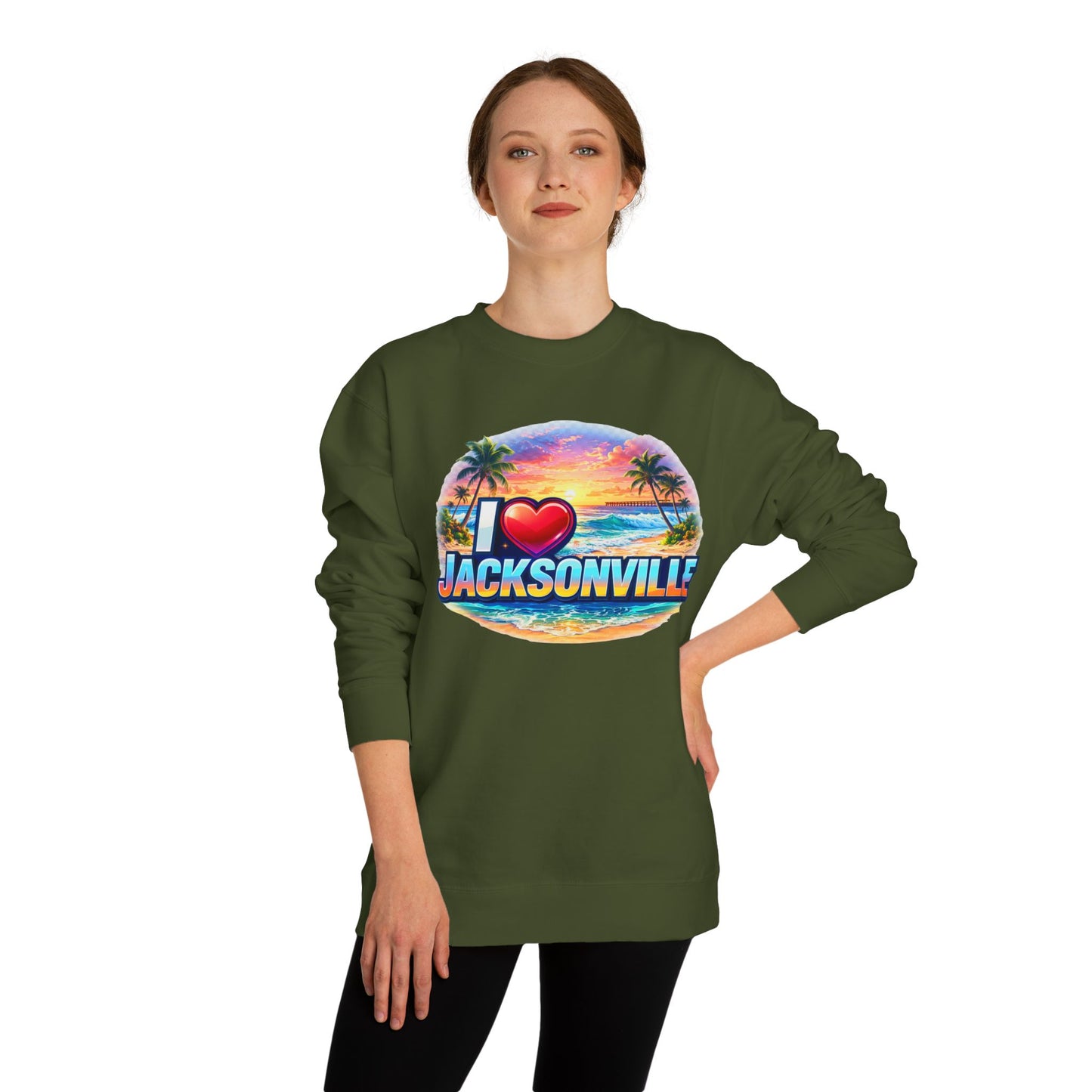 I Love Jacksonville Sweatshirt — Vintage Sunset Beach Crewneck