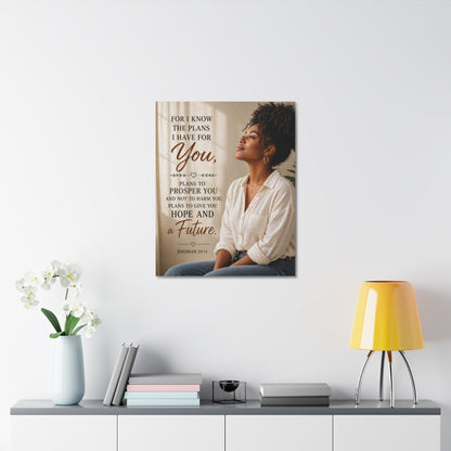Jeremiah 29:11 Canvas Wall Art — "For I Know the Plans I Have for You" Inspirational Stretched Canvas