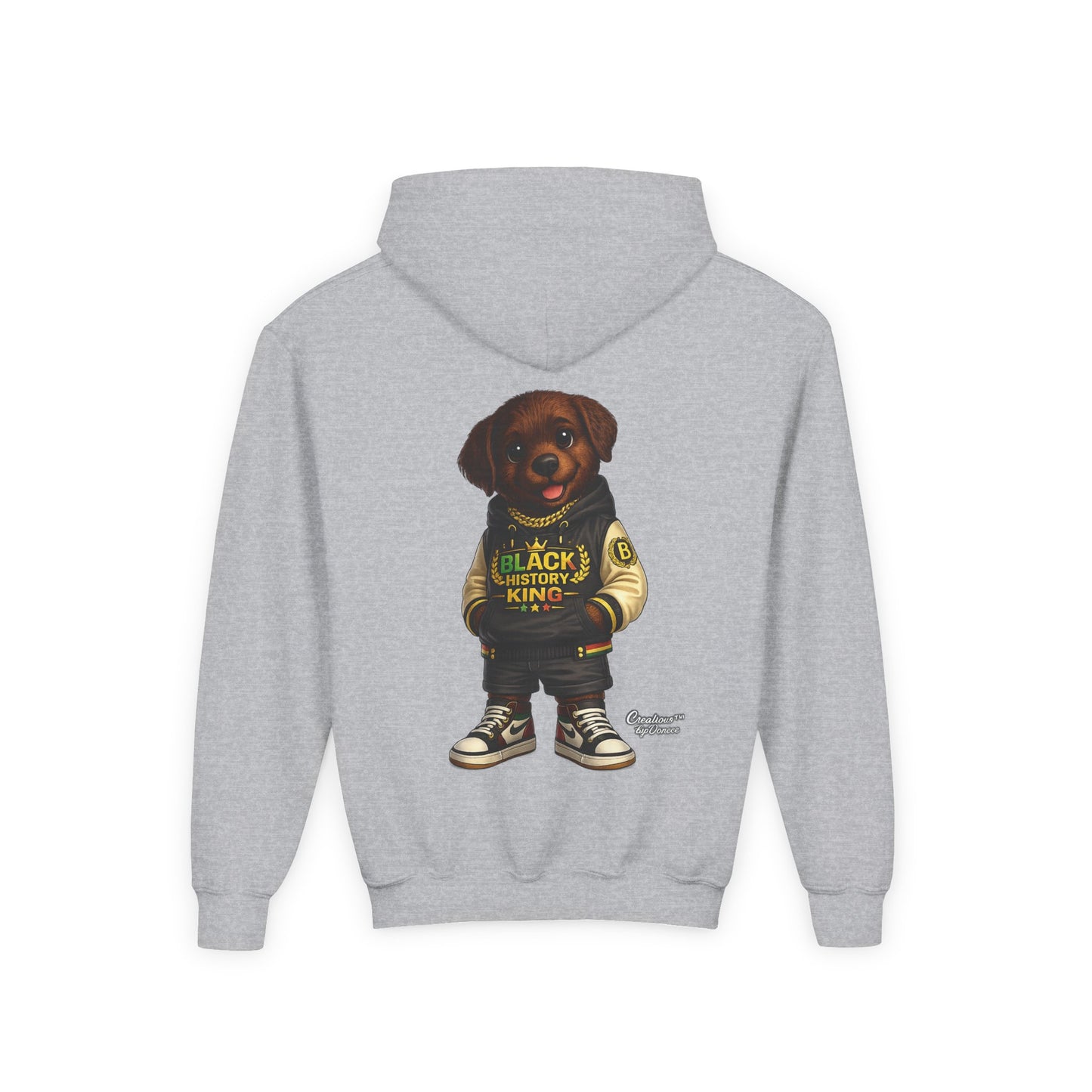 Youth Hoodie — 'Black History Kid' Puppy Graphic Sweatshirt