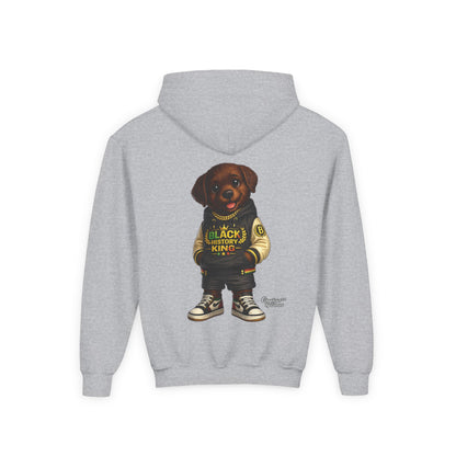 Youth Hoodie — 'Black History Kid' Puppy Graphic Sweatshirt