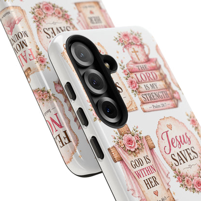 Faith Phone Case — 'Jesus Saves' Floral Christian Scripture iPhone Case